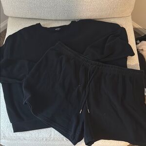 Black Sweatshirt and Shorts Set